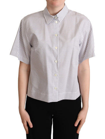 White Polka Dots Collared Blouse Shirt Dolce & Gabbana
