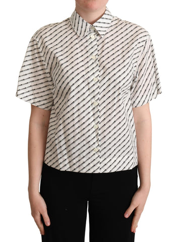 White Dotted Collared Blouse Shirt Dolce & Gabbana