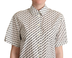 White Dotted Collared Blouse Shirt Dolce & Gabbana