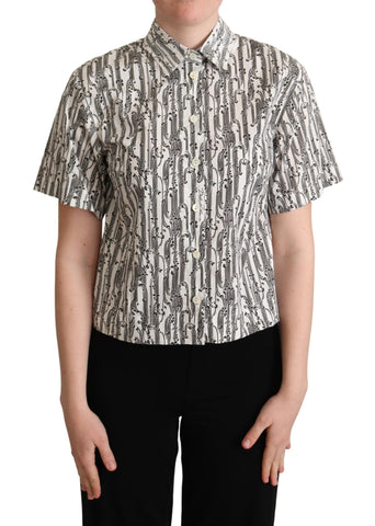 White Floral Collared Blouse Shirt Dolce & Gabbana