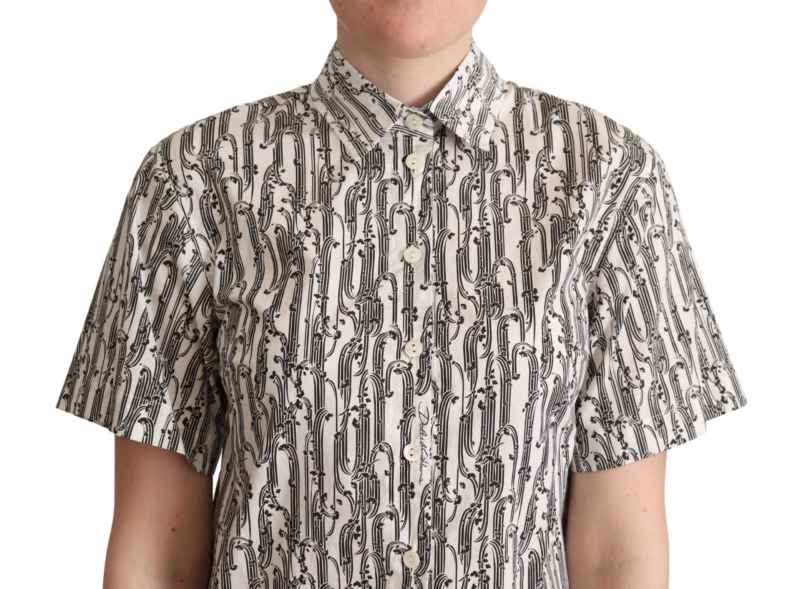 White Floral Collared Blouse Shirt Dolce & Gabbana