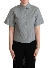 White Green Cotton Check Shirt Blouse Top Dolce & Gabbana