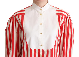 Red White Striped Long Sleeves Formal Shirt Dolce & Gabbana