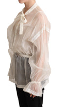 White Ascot Collar Long Sleeves Blouse Top Dolce & Gabbana