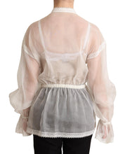 White Ascot Collar Long Sleeves Blouse Top Dolce & Gabbana