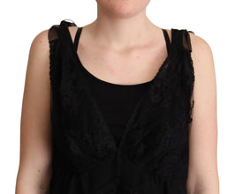 Black Silk Lace Trim Camisole Tank Top Dolce & Gabbana
