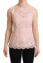 Pink Floral Lace Sleeveless Tank Blouse Top Dolce & Gabbana