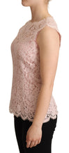 Pink Floral Lace Sleeveless Tank Blouse Top Dolce & Gabbana