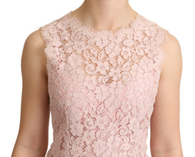 Pink Floral Lace Sleeveless Tank Blouse Top Dolce & Gabbana