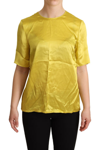 Yellow Silk Short Sleeve Blouse T-shirt Dolce & Gabbana