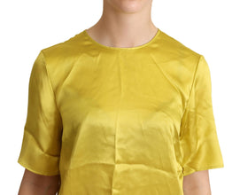 Yellow Silk Short Sleeve Blouse T-shirt Dolce & Gabbana