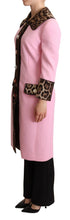 Pink Leopard Wool Trenchcoat Jacket Dolce & Gabbana