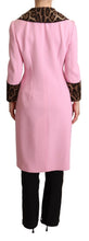 Pink Leopard Wool Trenchcoat Jacket Dolce & Gabbana