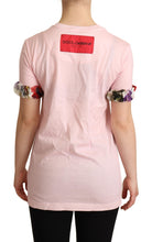 Pink Cotton Floral Roses Crewneck T-shirt Dolce & Gabbana