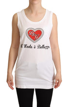 White La Moda Crystal Tank Top T-shirt Dolce & Gabbana