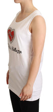 White La Moda Crystal Tank Top T-shirt Dolce & Gabbana