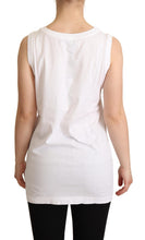 White La Moda Crystal Tank Top T-shirt Dolce & Gabbana