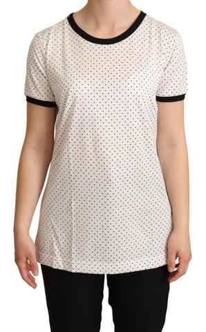 White Dotted Crewneck Cotton T-shirt Dolce & Gabbana
