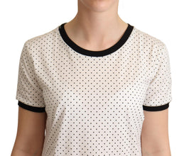 White Dotted Crewneck Cotton T-shirt Dolce & Gabbana