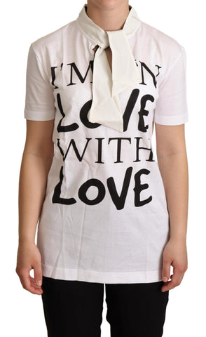 White Cotton Silk I'm In Love Top T-shirt Dolce & Gabbana