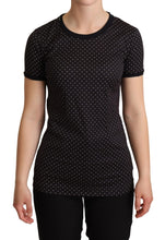 Black Dotted Crewneck  Cotton T-shirt Dolce & Gabbana