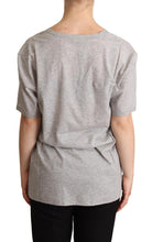 Gray Solid 100% Cotton V-neck Top T-shirt Dolce & Gabbana