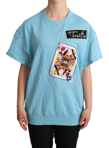 BLue Queen Of Hearts Card Sweater T-shirt Dolce & Gabbana