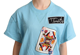 BLue Queen Of Hearts Card Sweater T-shirt Dolce & Gabbana