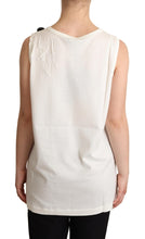 White Dog Floral Print Embellished  T-shirt Dolce & Gabbana