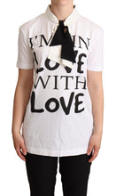 White Cotton Silk Blend Ascot Collar T-shirt Dolce & Gabbana