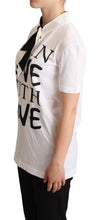 White Cotton Silk Blend Ascot Collar T-shirt Dolce & Gabbana