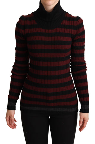 Black Red Striped Wool Pullover Sweater Dolce & Gabbana