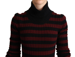 Black Red Striped Wool Pullover Sweater Dolce & Gabbana