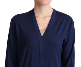 Blue Virgin Wool Button Down Cardigan Sweater Dolce & Gabbana