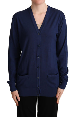 Blue Virgin Wool Button Down Cardigan Sweater Dolce & Gabbana