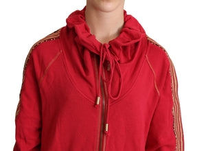 Red Full Zip Jacket Sweatshirt Hooded Sweater John Galliano