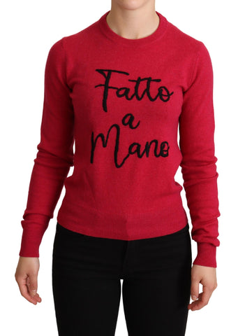 Pink Embroidered Cashmere Wool Pullover Sweater Dolce & Gabbana