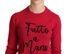 Pink Embroidered Cashmere Wool Pullover Sweater Dolce & Gabbana