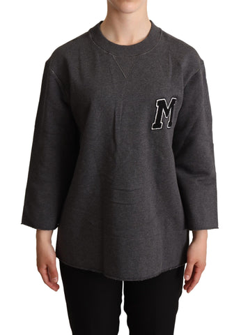 Gray Embroidered Women Pullover Sweater Dolce & Gabbana