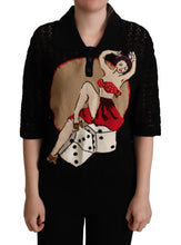 Black Embroidered Knitted Cotton Sweater Dolce & Gabbana