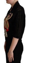 Black Embroidered Knitted Cotton Sweater Dolce & Gabbana