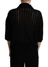 Black Embroidered Knitted Cotton Sweater Dolce & Gabbana