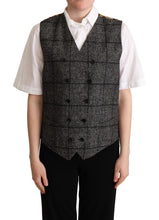 Gray Wool Leopard Print Waistcoat Vest Dolce & Gabbana