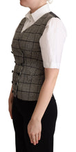 Gray Checkered Sleeveless Waistcoat Vest Dolce & Gabbana