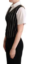 Black Striped Leopard Print Waistcoat Vest Dolce & Gabbana