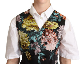 Black Jacquard Floral Waistcoat Vest Dolce & Gabbana