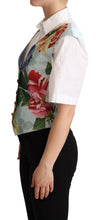 Mint Green Floral Silk Waistcoat Vest Dolce & Gabbana