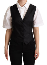 Black Silk Sleeveless Waistcoat Vest Dolce & Gabbana