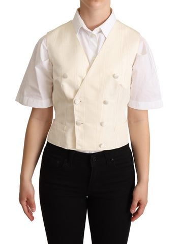 Beige Silk Sleeveless Waistcoat Vest Dolce & Gabbana