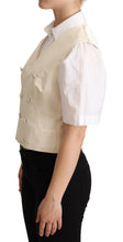 Beige Silk Sleeveless Waistcoat Vest Dolce & Gabbana